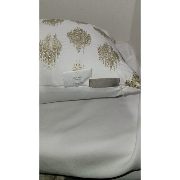 INK+IVY Nadia Dot Gold/White Embroidered Cotton Oblong Throw Pillow 10.5 x 16.5" - Picture 3 of 6